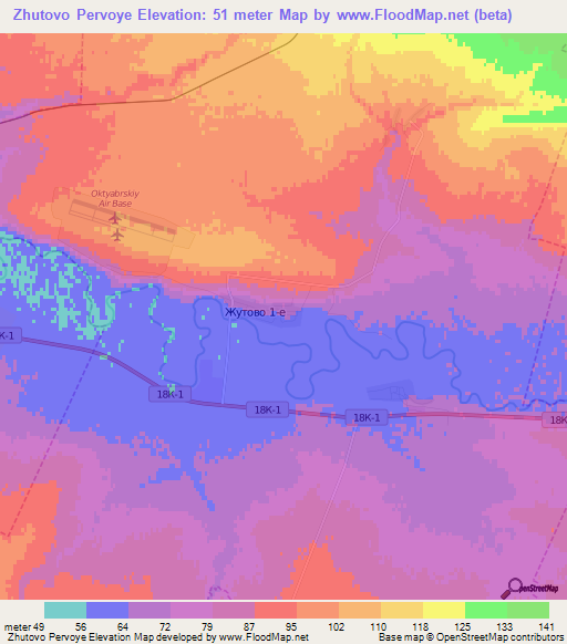 Zhutovo Pervoye,Russia Elevation Map