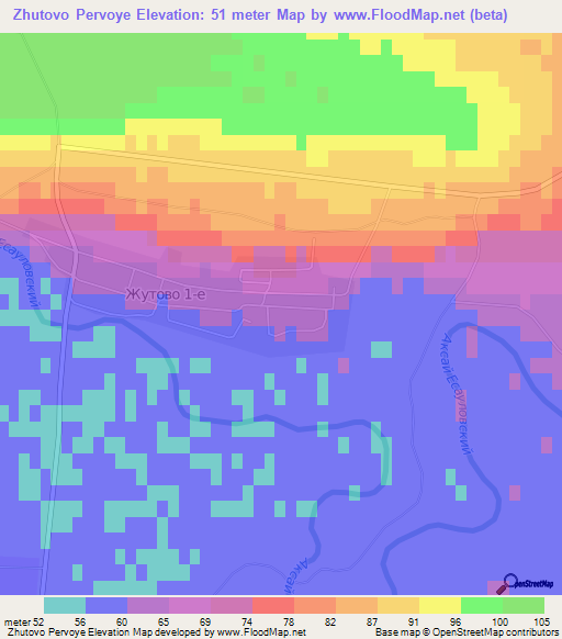 Zhutovo Pervoye,Russia Elevation Map