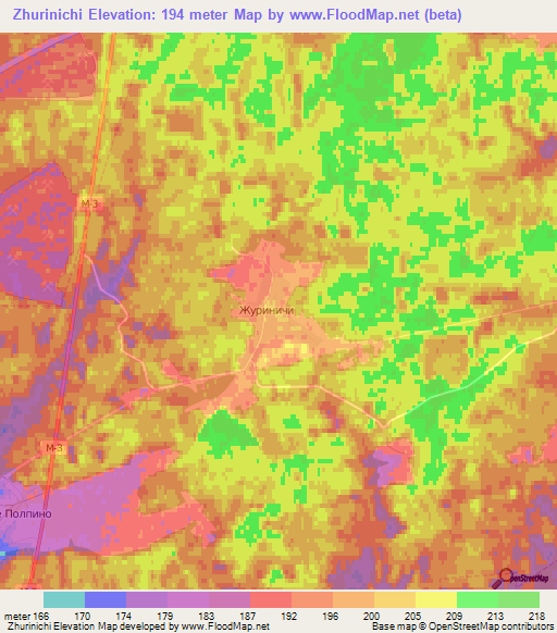 Zhurinichi,Russia Elevation Map