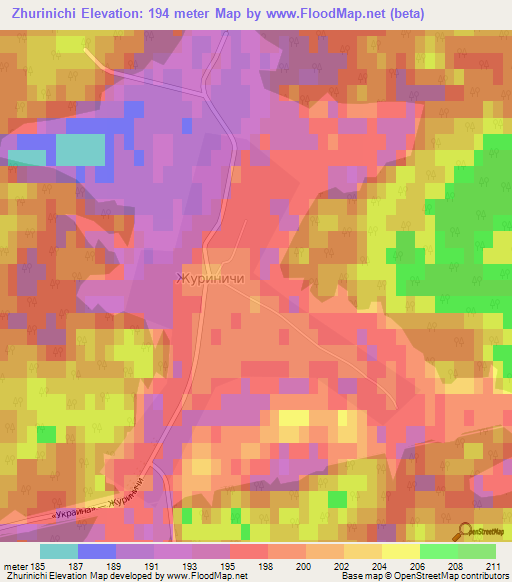 Zhurinichi,Russia Elevation Map