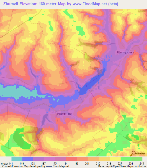 Zhuravli,Russia Elevation Map