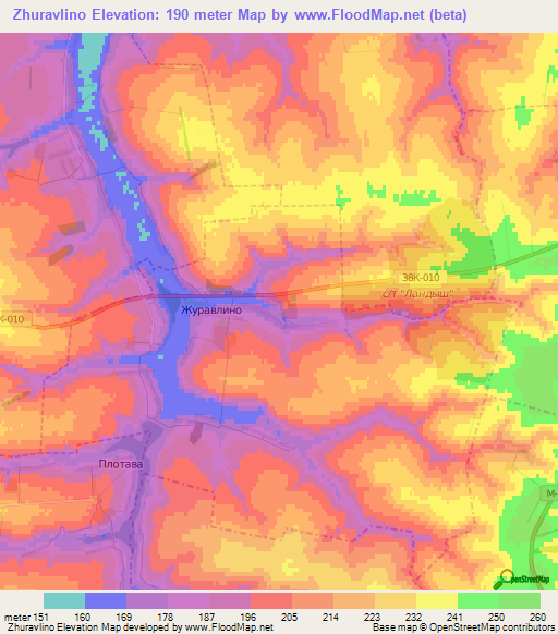 Zhuravlino,Russia Elevation Map