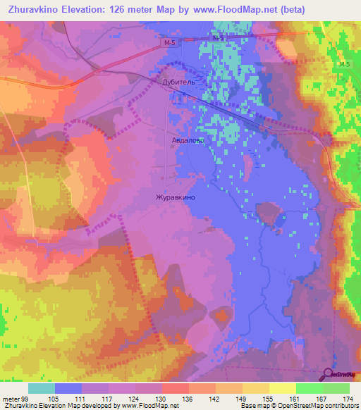 Zhuravkino,Russia Elevation Map