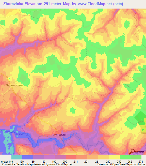 Zhuravinka,Russia Elevation Map