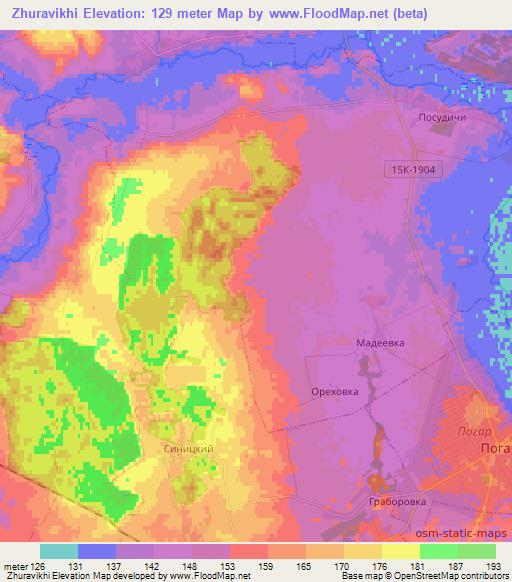 Zhuravikhi,Russia Elevation Map