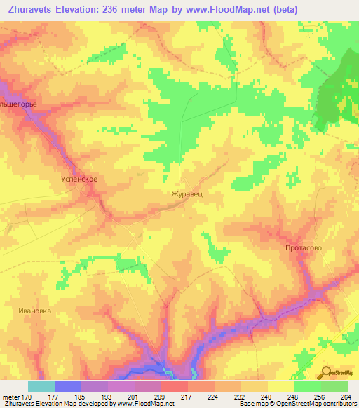 Zhuravets,Russia Elevation Map