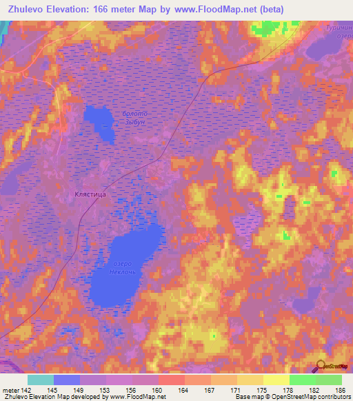 Zhulevo,Russia Elevation Map