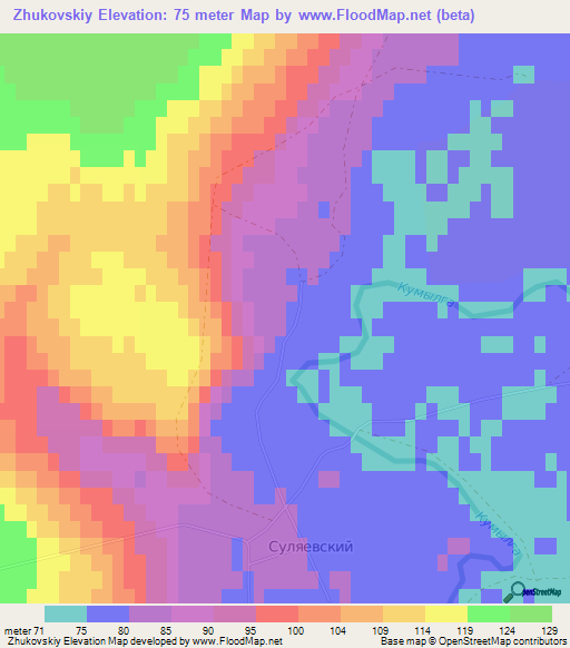 Zhukovskiy,Russia Elevation Map