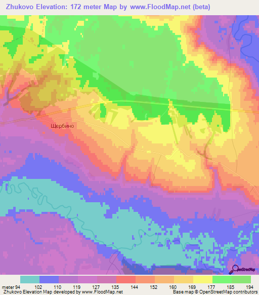 Zhukovo,Russia Elevation Map