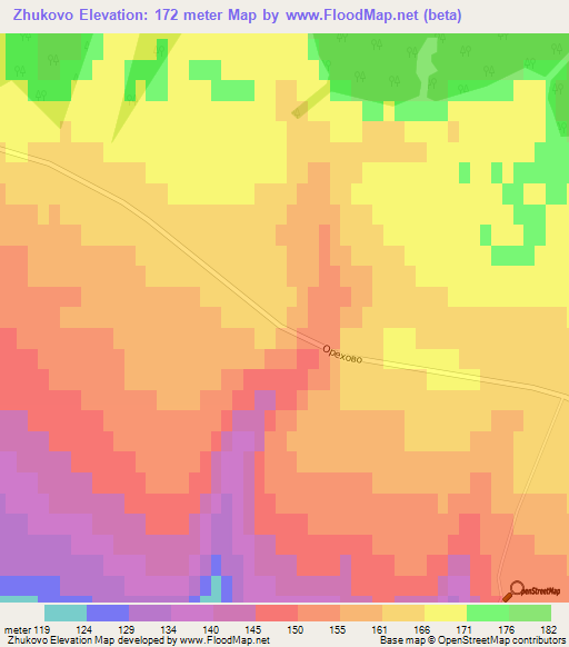 Zhukovo,Russia Elevation Map