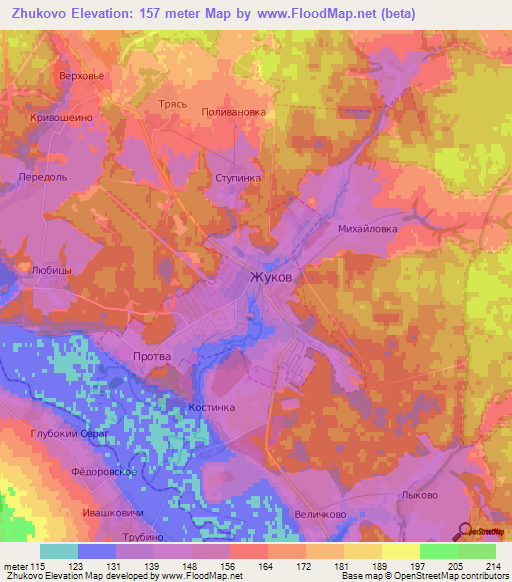 Zhukovo,Russia Elevation Map