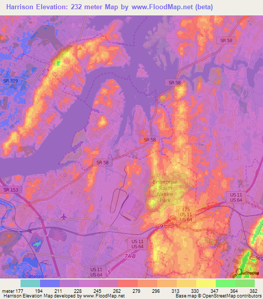 Elevation of Harrison,US Elevation Map, Topography, Contour