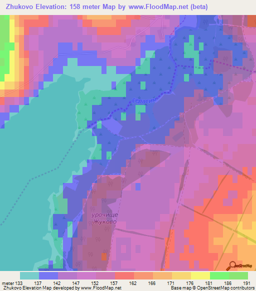 Zhukovo,Russia Elevation Map