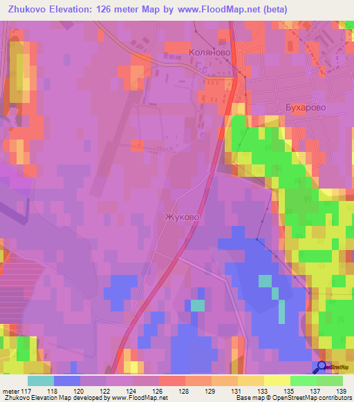 Zhukovo,Russia Elevation Map