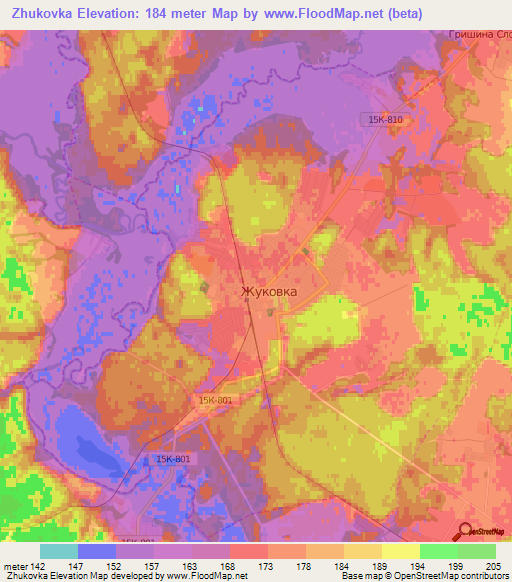 Zhukovka,Russia Elevation Map