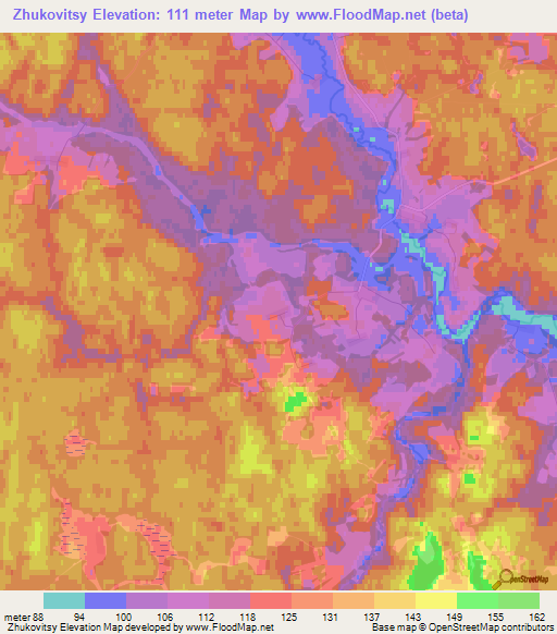 Zhukovitsy,Russia Elevation Map