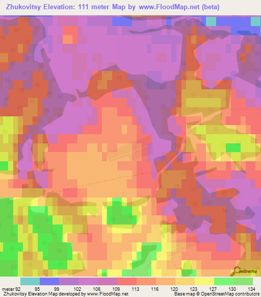 Zhukovitsy,Russia Elevation Map