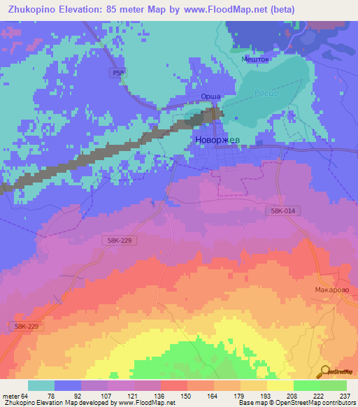 Zhukopino,Russia Elevation Map