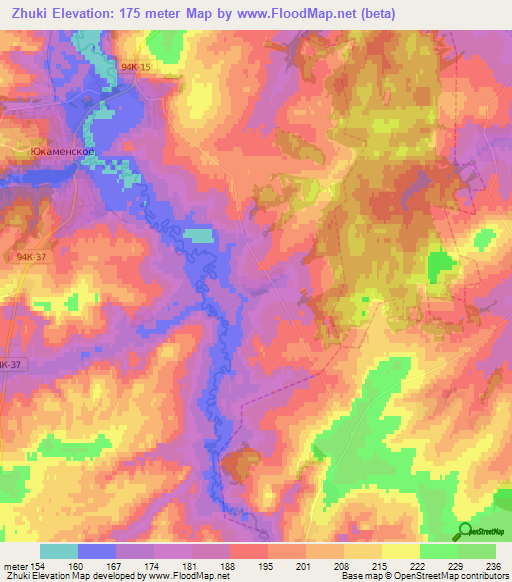 Zhuki,Russia Elevation Map