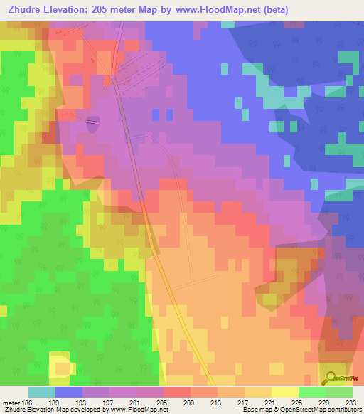 Zhudre,Russia Elevation Map