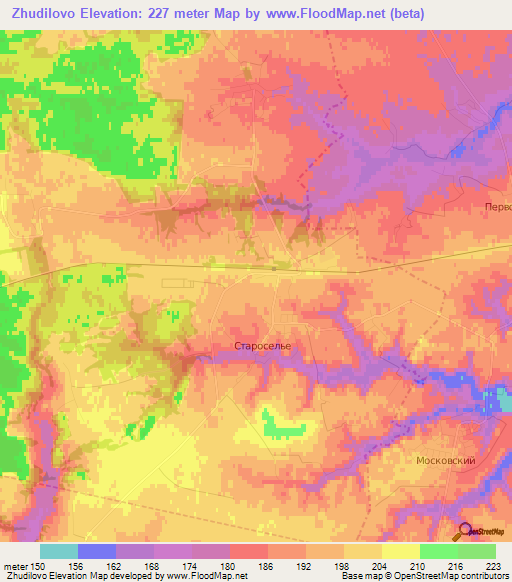 Zhudilovo,Russia Elevation Map