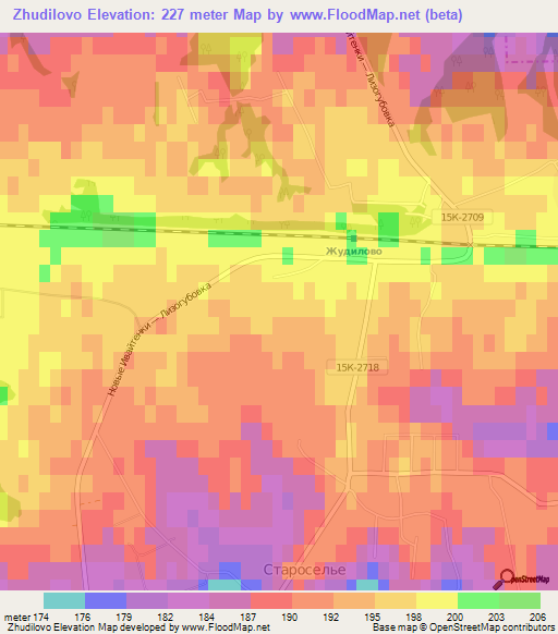 Zhudilovo,Russia Elevation Map