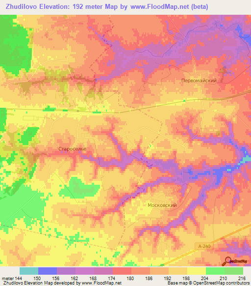 Zhudilovo,Russia Elevation Map