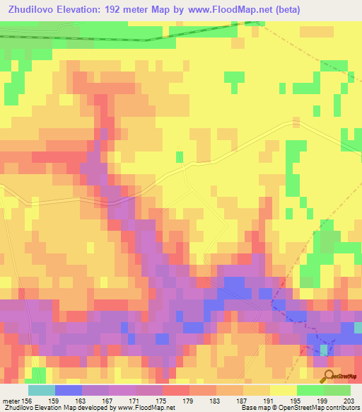 Zhudilovo,Russia Elevation Map