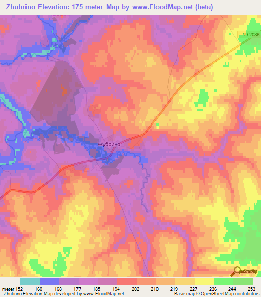 Zhubrino,Russia Elevation Map