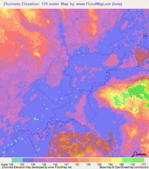 Zhovnets,Russia Elevation Map