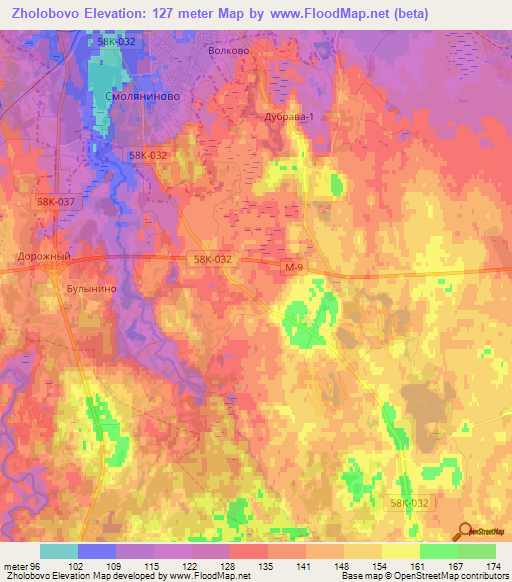 Zholobovo,Russia Elevation Map