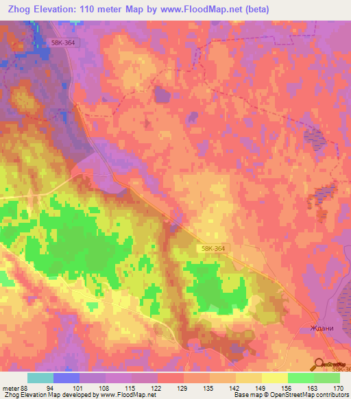 Zhog,Russia Elevation Map