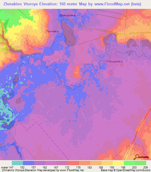 Zhmakino Vtoroye,Russia Elevation Map