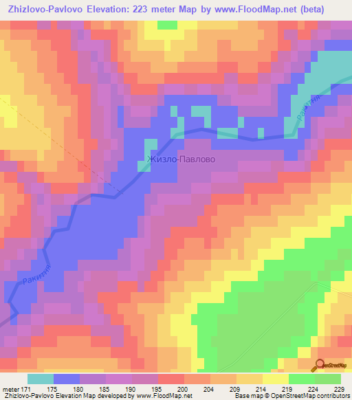 Zhizlovo-Pavlovo,Russia Elevation Map