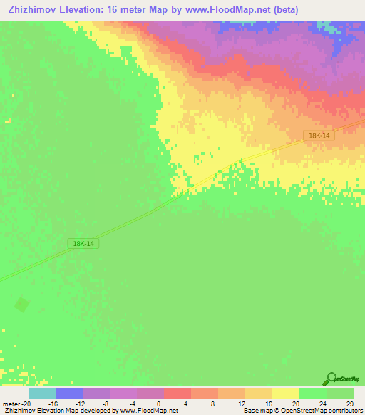 Zhizhimov,Russia Elevation Map