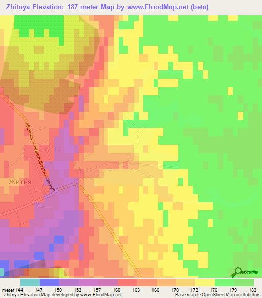 Zhitnya,Russia Elevation Map