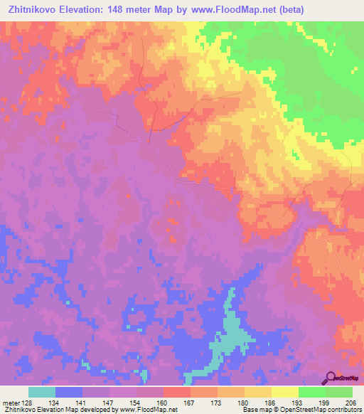 Zhitnikovo,Russia Elevation Map