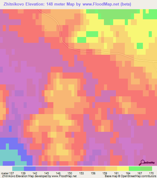 Zhitnikovo,Russia Elevation Map