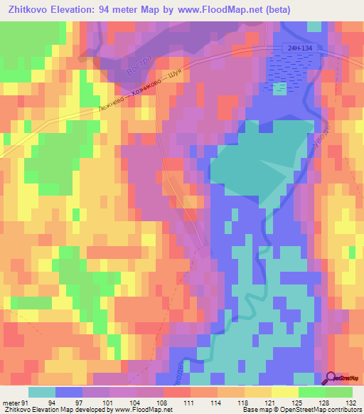 Zhitkovo,Russia Elevation Map