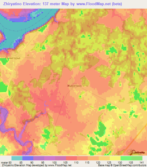 Zhiryatino,Russia Elevation Map