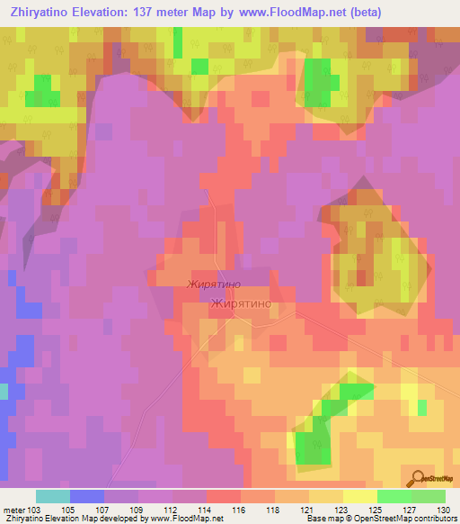 Zhiryatino,Russia Elevation Map