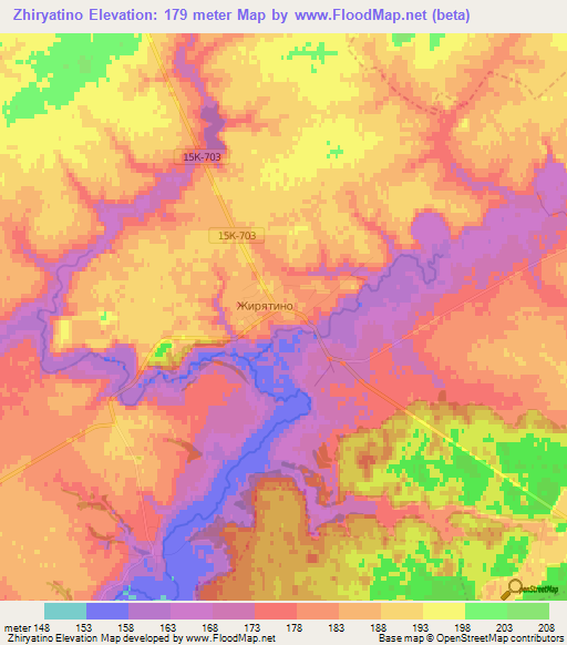 Zhiryatino,Russia Elevation Map