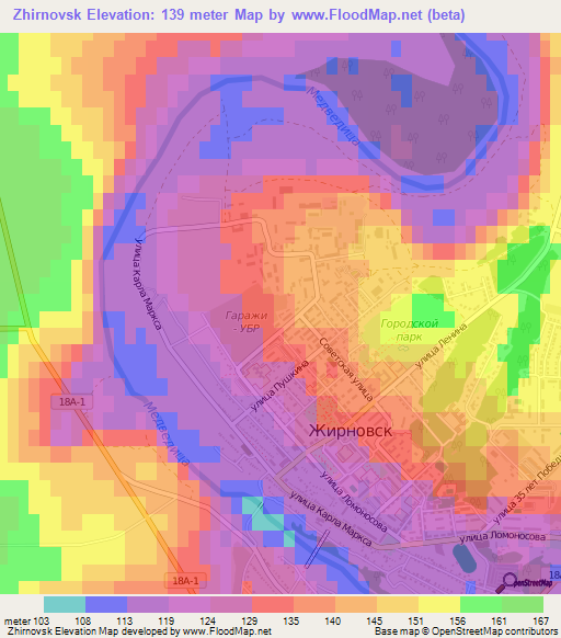 Zhirnovsk,Russia Elevation Map