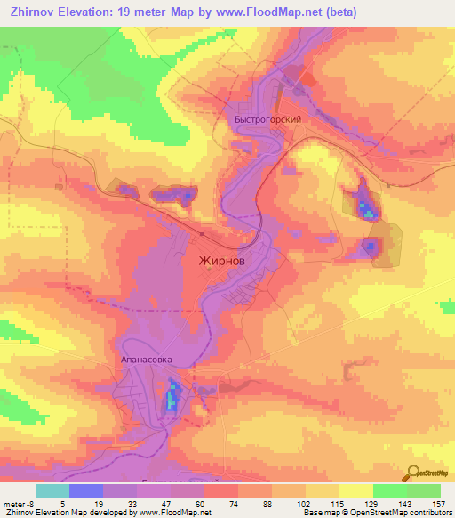 Zhirnov,Russia Elevation Map