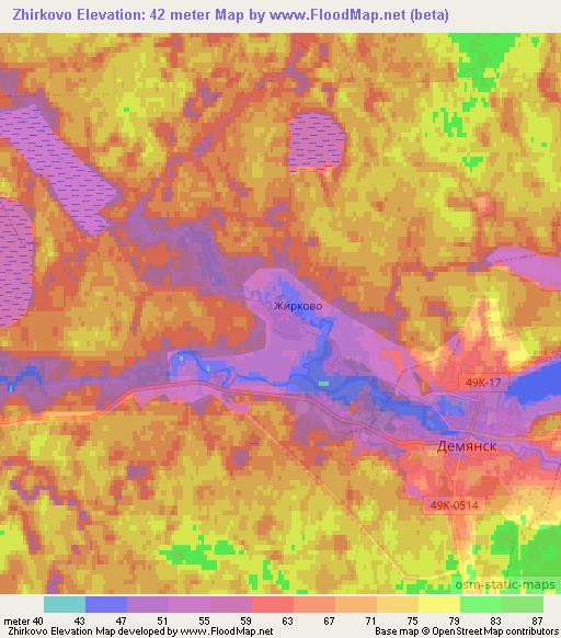 Zhirkovo,Russia Elevation Map