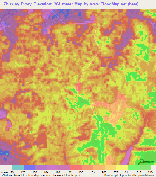 Zhirkiny Dvory,Russia Elevation Map