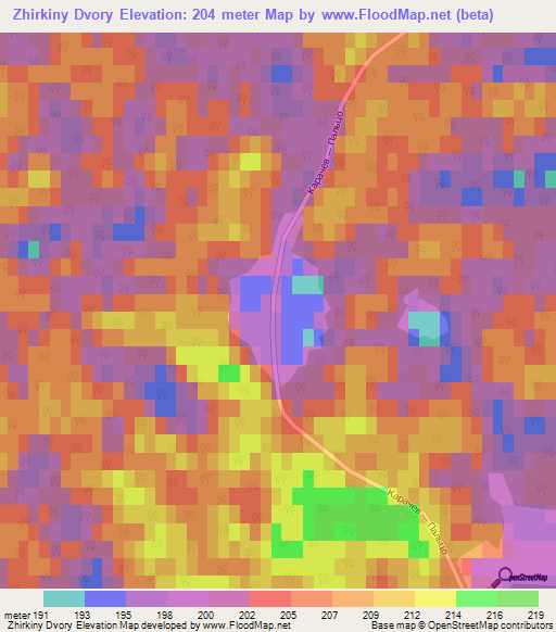 Zhirkiny Dvory,Russia Elevation Map