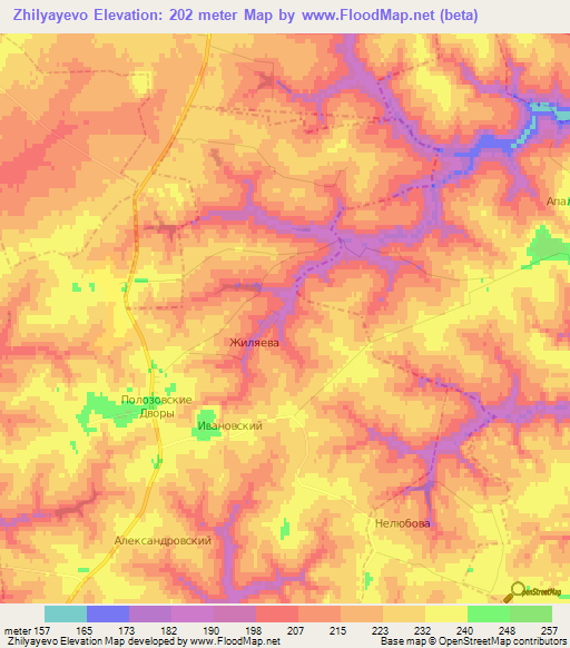 Zhilyayevo,Russia Elevation Map