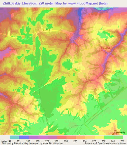 Zhilkovskiy,Russia Elevation Map