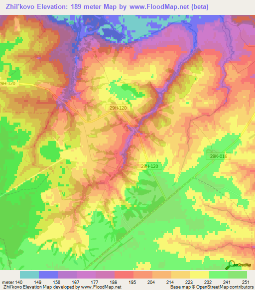 Zhil'kovo,Russia Elevation Map